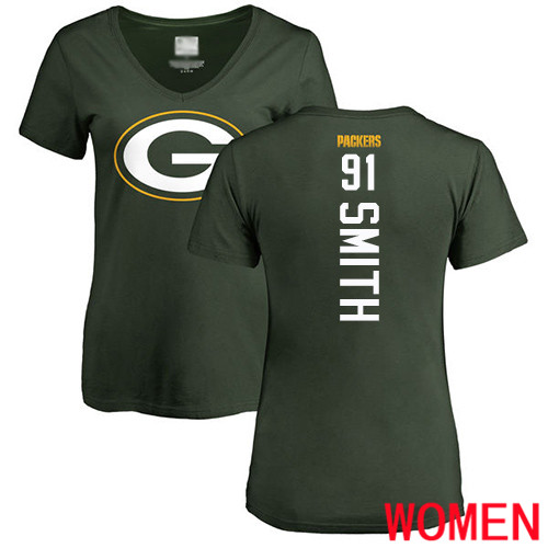 Green Bay Packers Green Women #91 Smith Preston Backer Nike NFL T Shirt